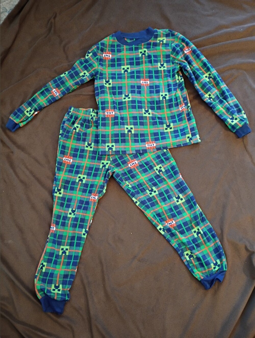 Minecraft Creeper Fleece Print Pajama Set Size 8/10